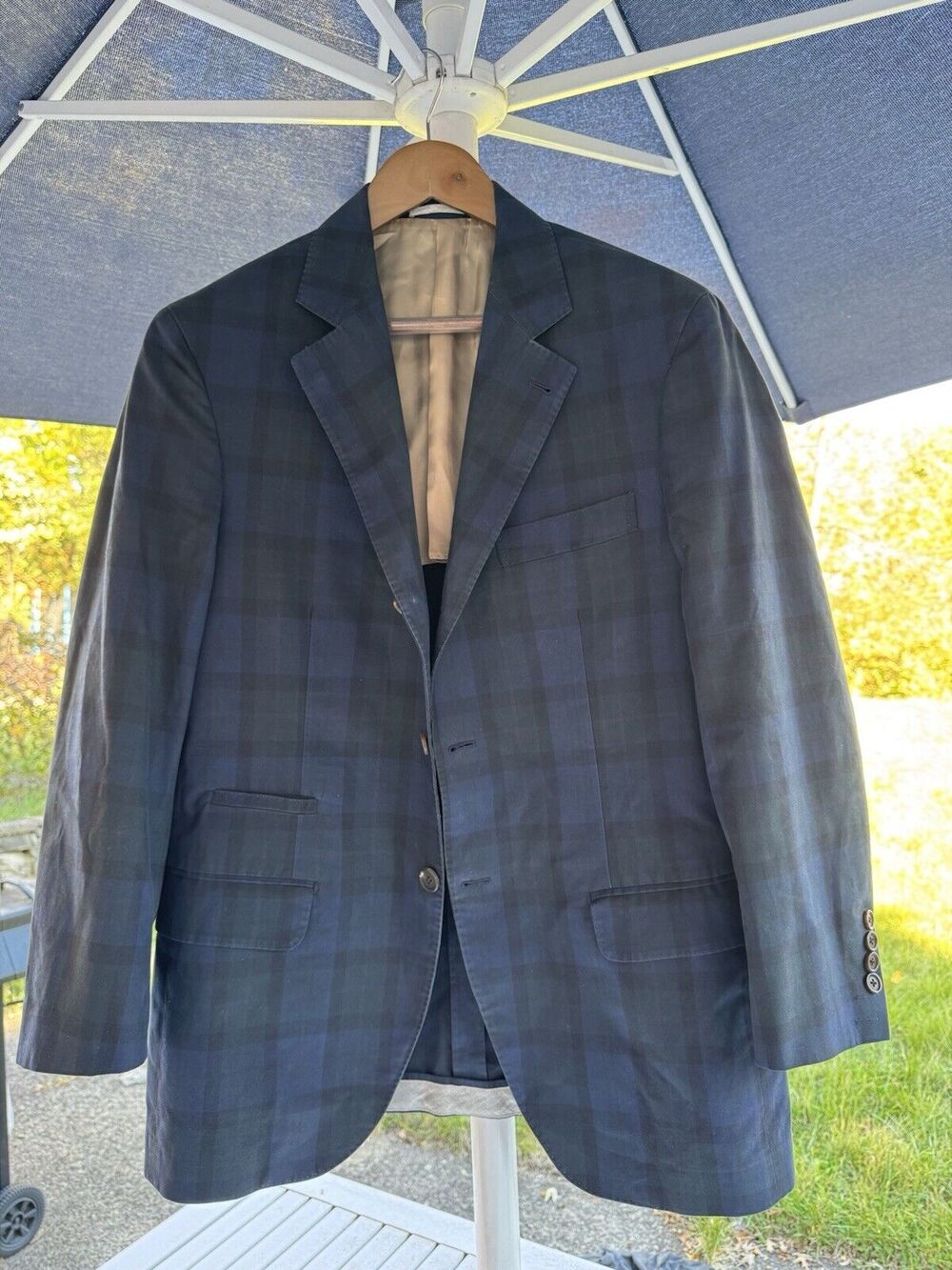 Brunello Cucinelli Blackwatch Plaid Cotton Blazer Jacket Size 50/40 Italy Men